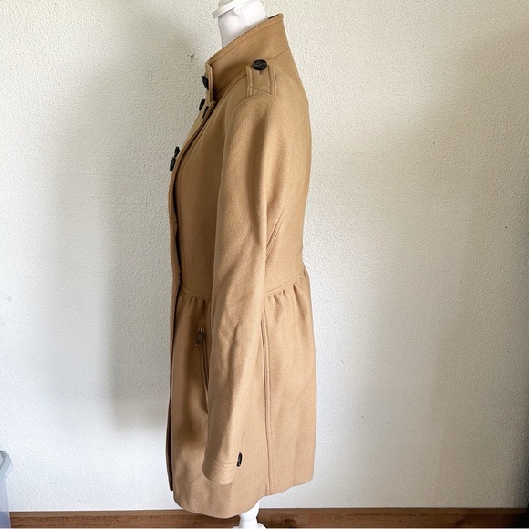Burberry Camel Tan Brown Wool Peplum Double Breasted Coat Size 8 - Picture 6 of 15